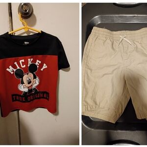 Disney Mickey Mouse Kids Tee - Black and Red & Old Navy Capris
